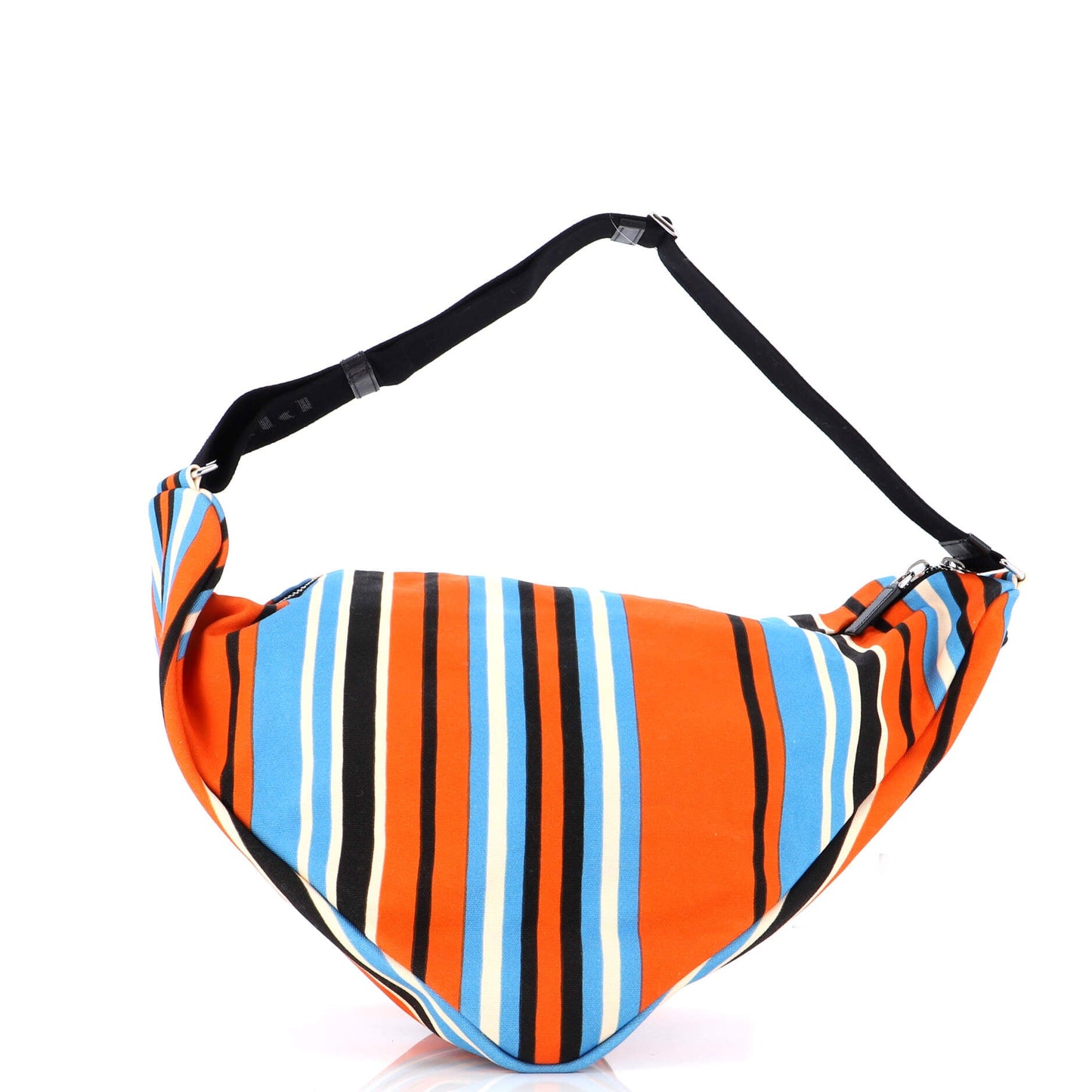 Prada Triangle Logo Zip Crossbody Bag Printed Canvas Large