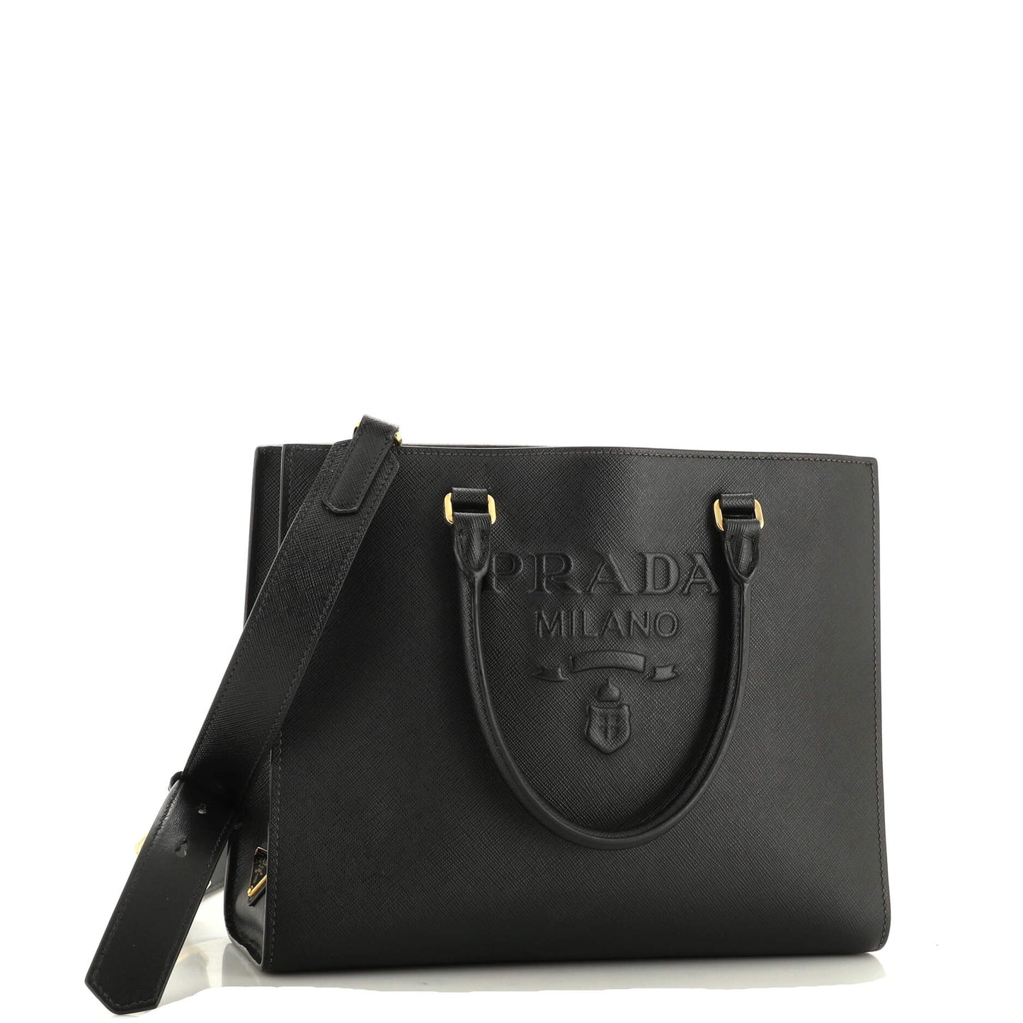 Prada Lux Embossed Logo Tote Saffiano Leather Medium