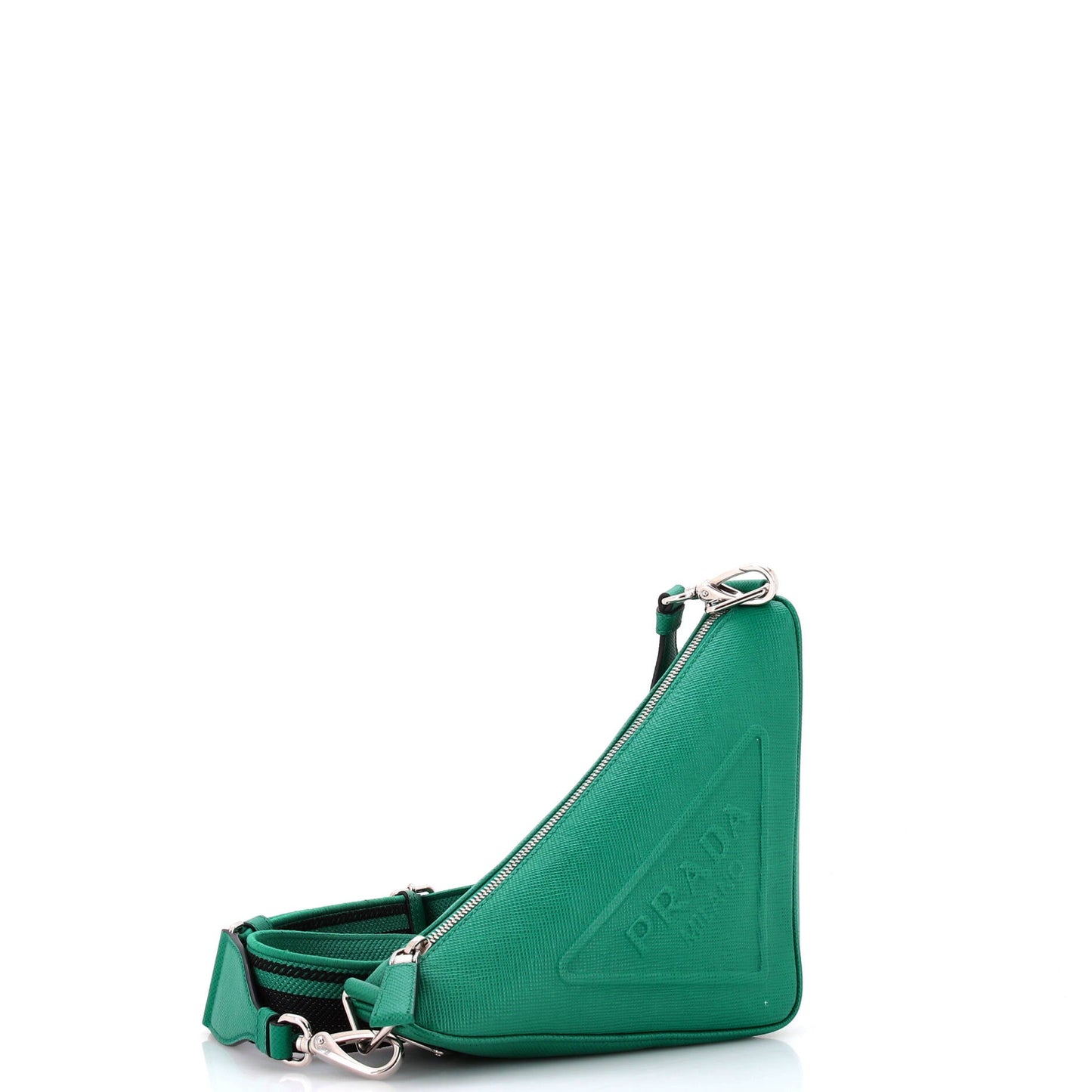Prada Triangle Logo Zip Crossbody Bag Saffiano Leather Small