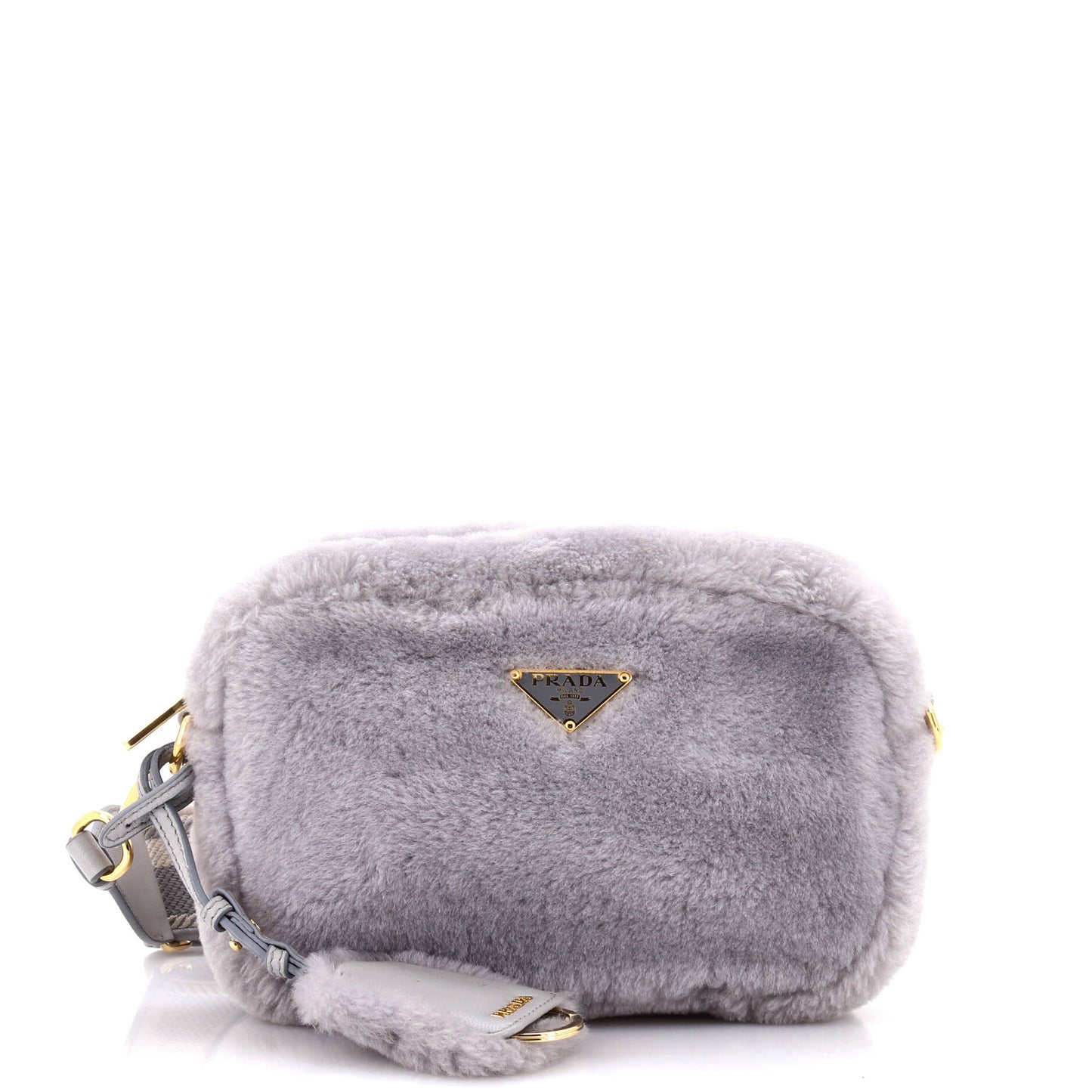 Prada Flou Camera Crossbody Bag Shearling Small
