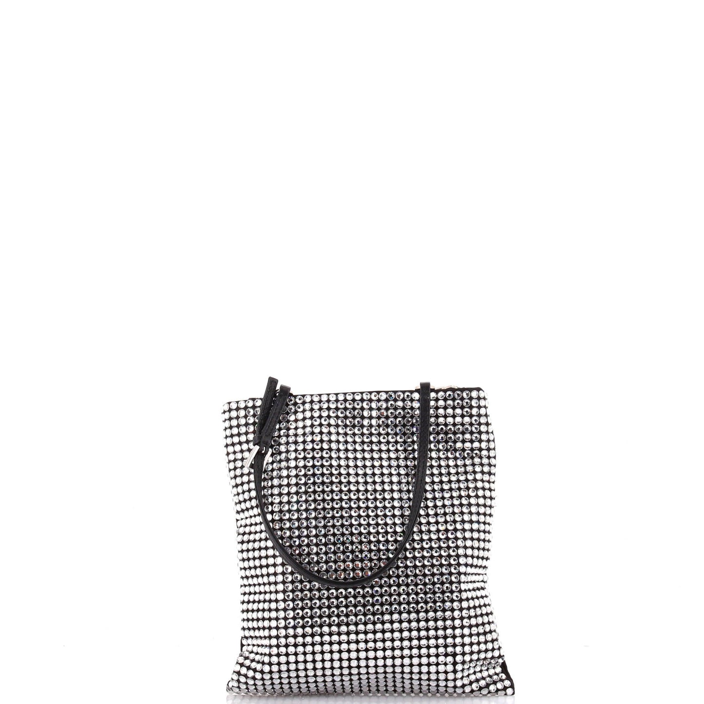 Prada Convertible Open Tote Crystal Embellished Satin Mini