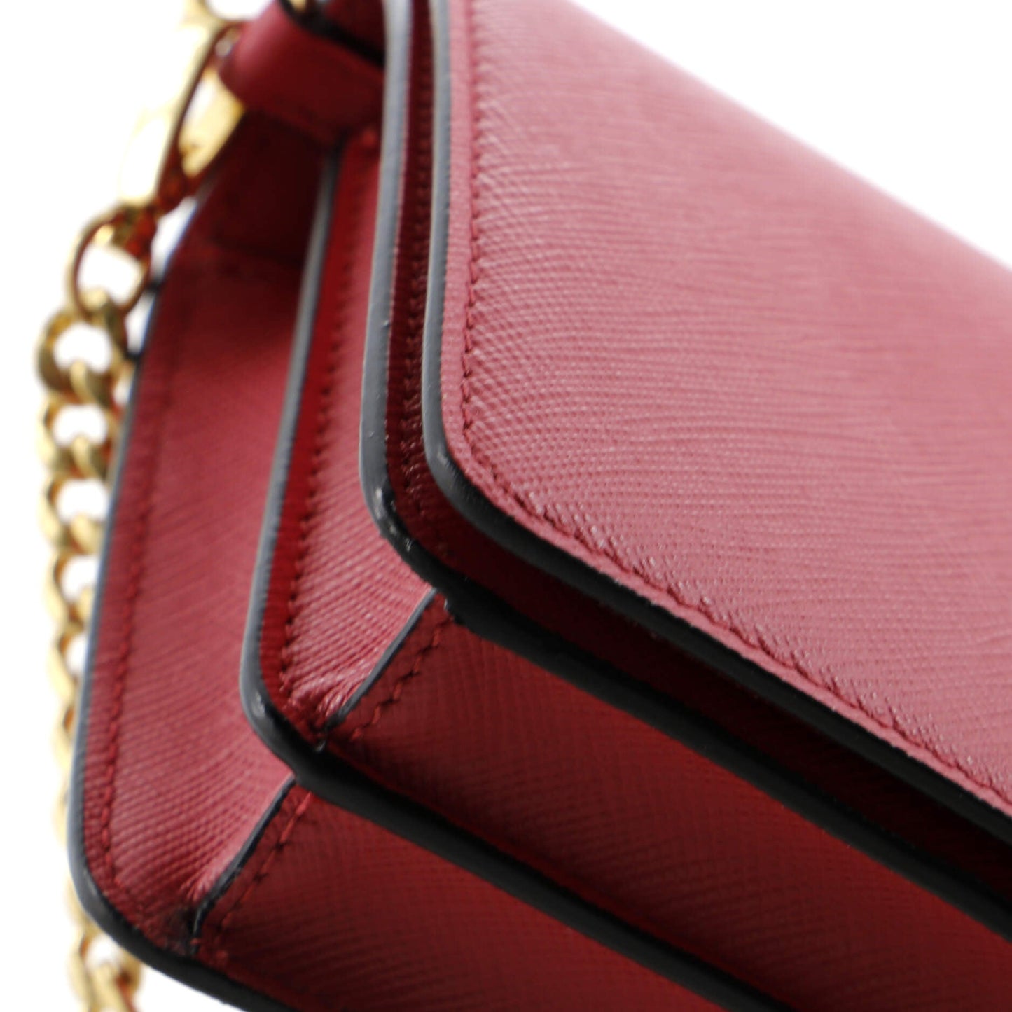 Prada Flip Lock Wallet on Chain Clutch Saffiano Leather Small