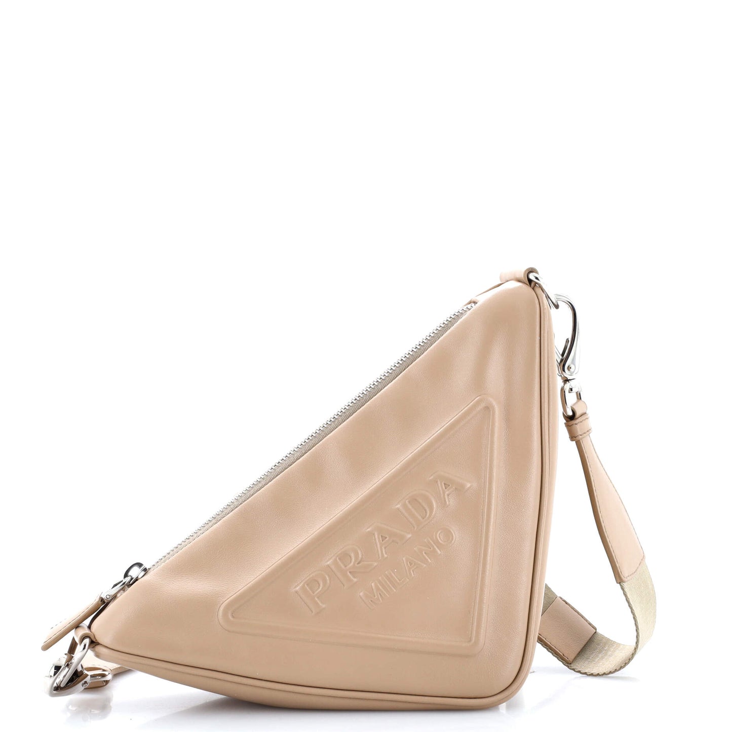 Prada Triangle Logo Zip Crossbody Bag Leather Small