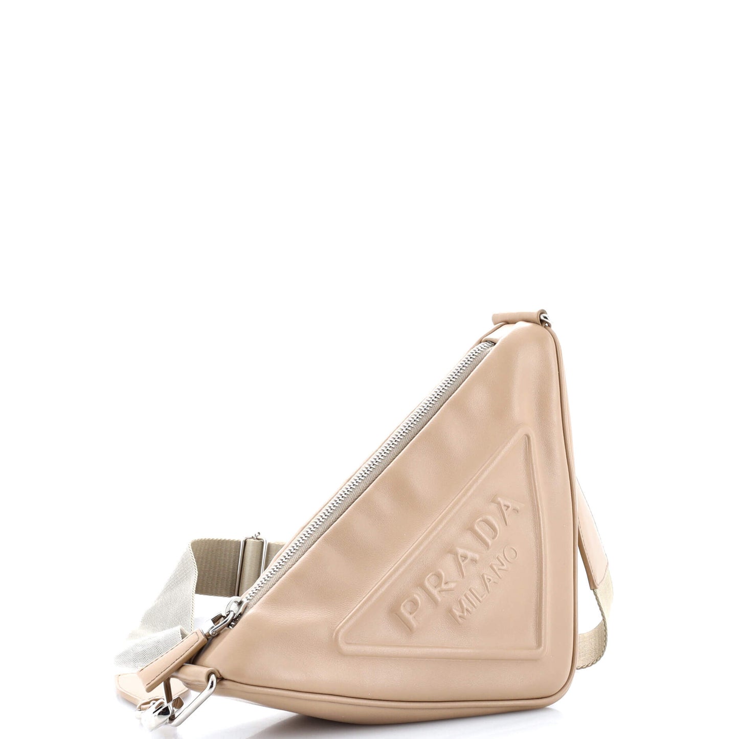 Prada Triangle Logo Zip Crossbody Bag Leather Small