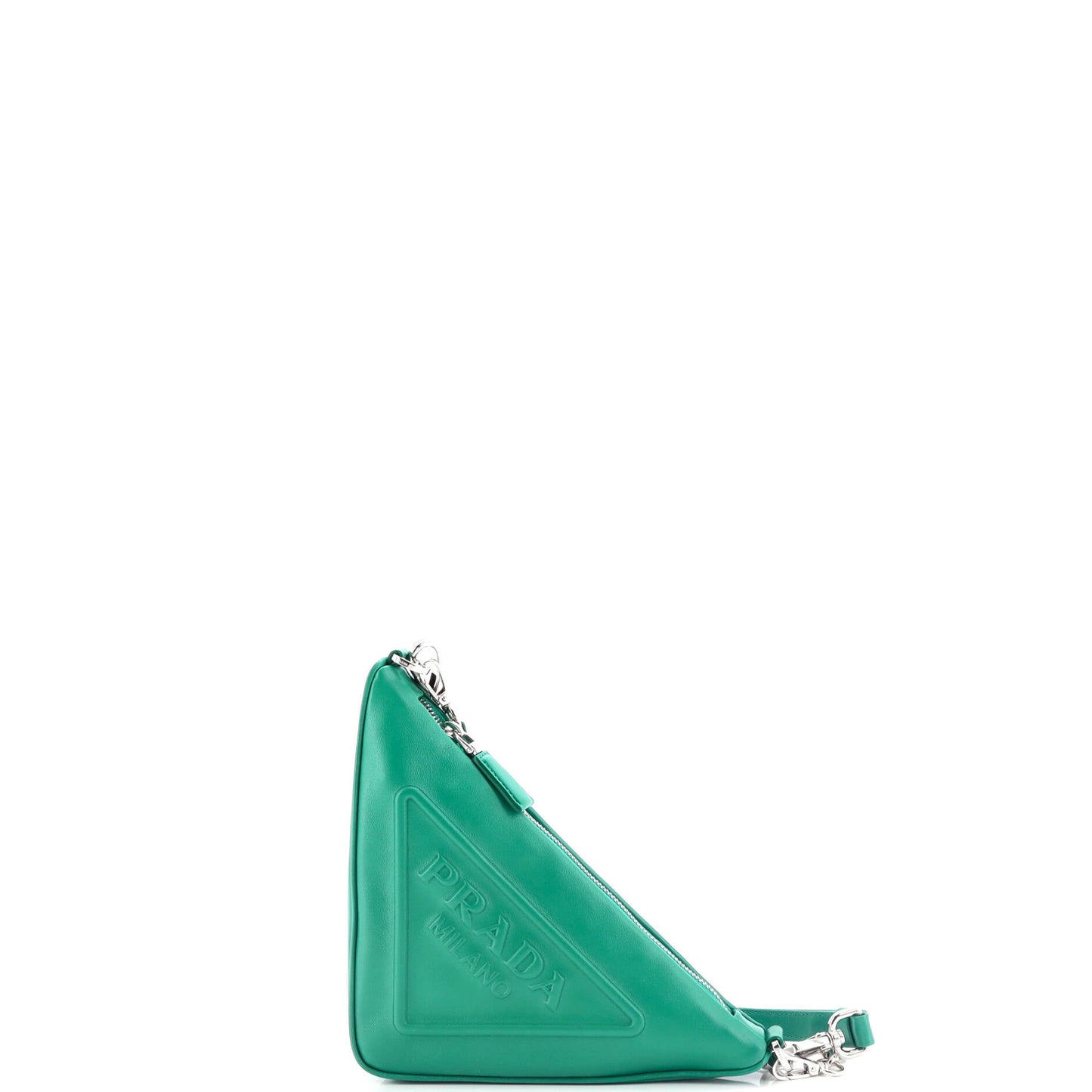 Prada Triangle Logo Zip Crossbody Bag Embossed Grace Lux Small