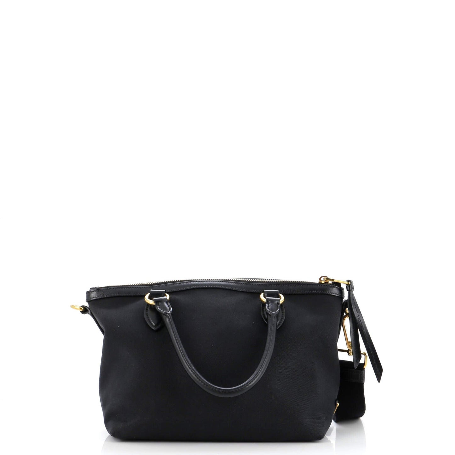 Prada Logo Convertible Zip Tote Canvas with Leather Small
