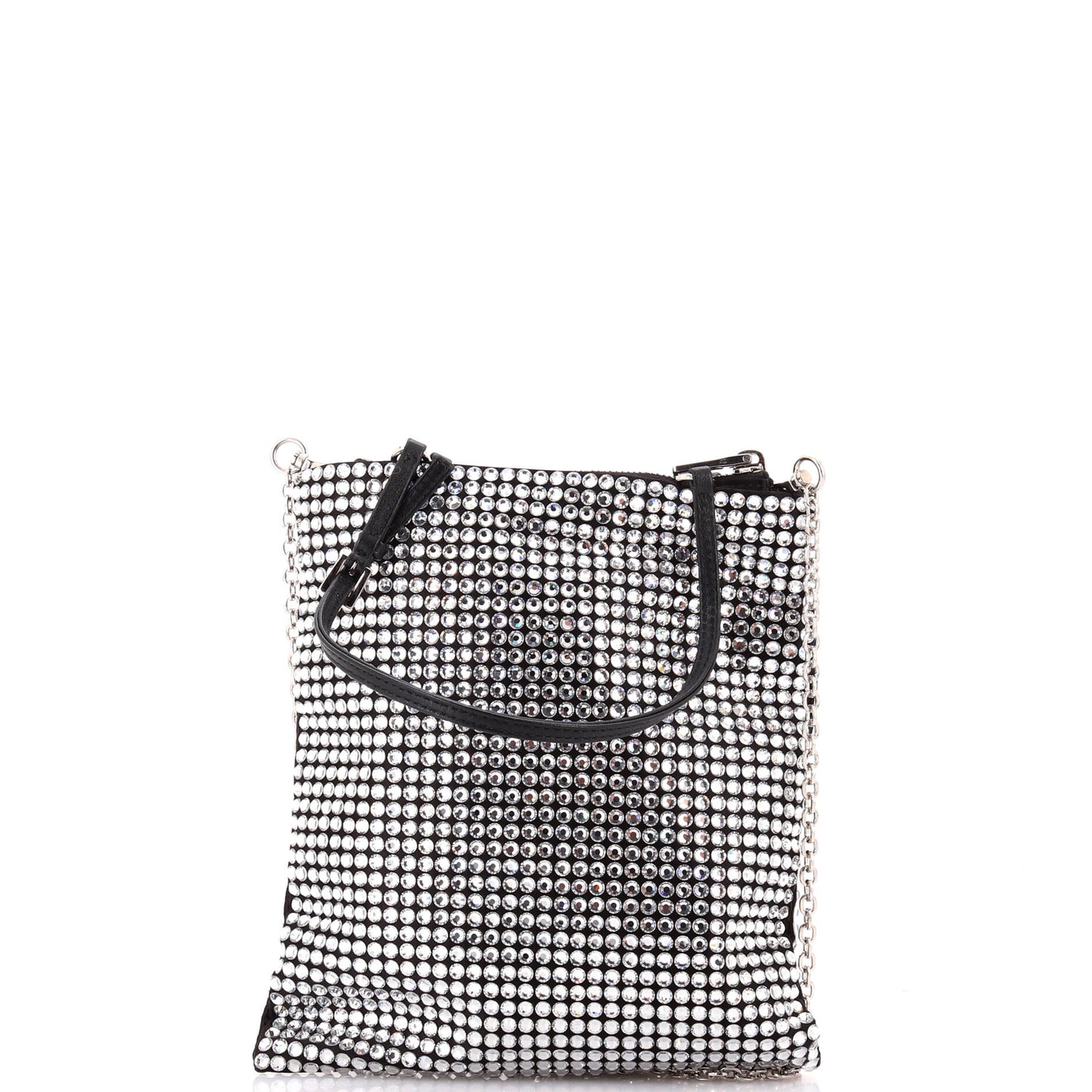 Prada Convertible Open Tote Crystal Embellished Satin Mini