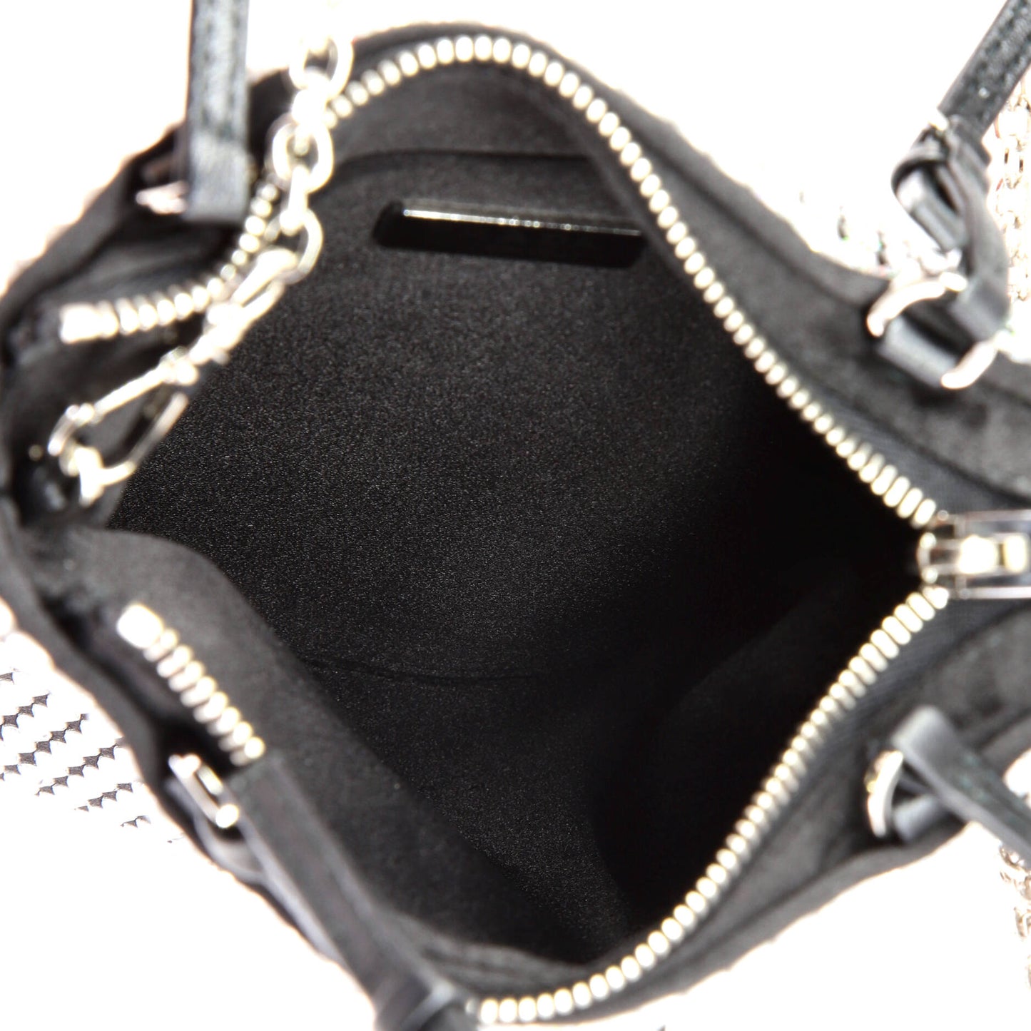 Prada Convertible Open Tote Crystal Embellished Satin Mini