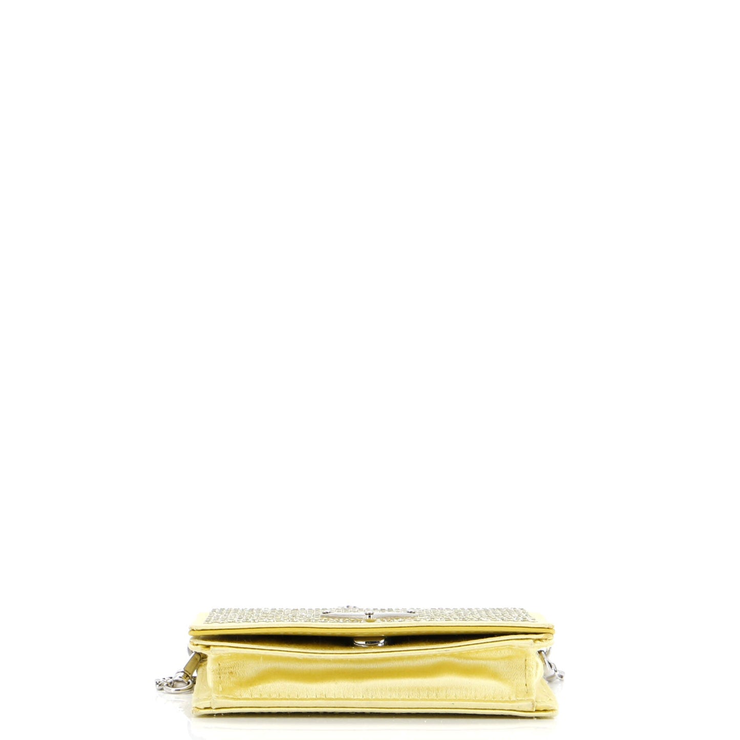 Prada Flap Card Holder with Chain Satin with Crystals
