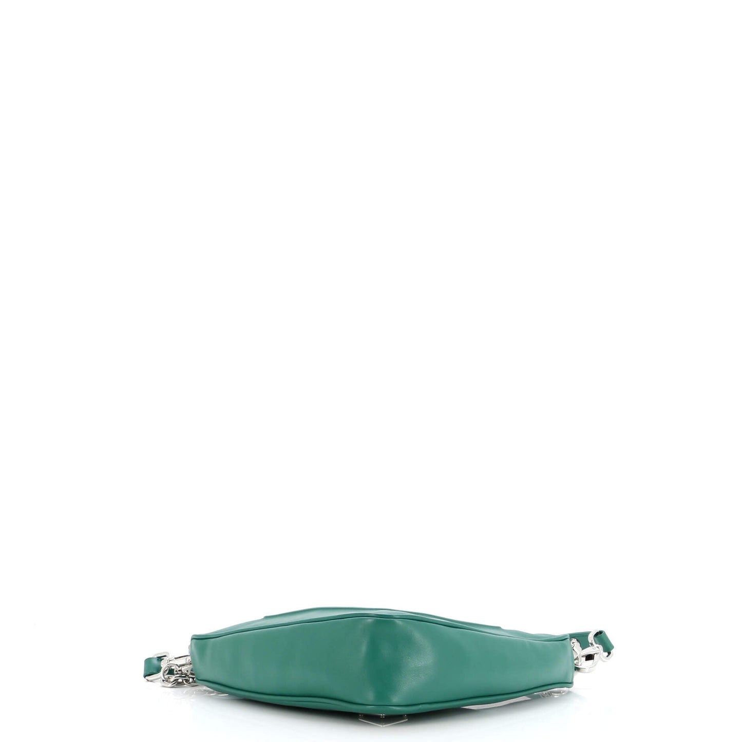Prada Triangle Logo Zip Chain Crossbody Bag Embossed Leather Small
