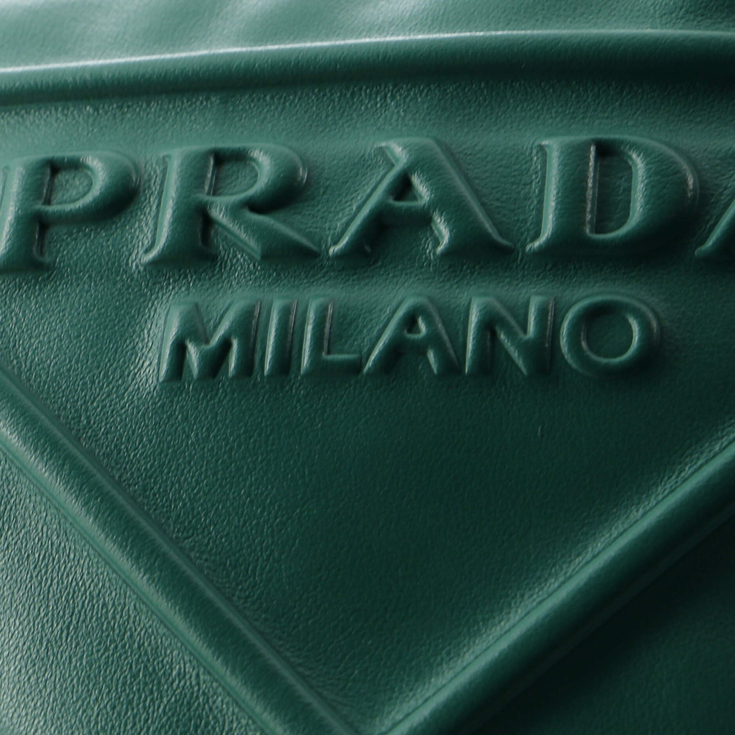 Prada Triangle Logo Zip Chain Crossbody Bag Embossed Leather Small