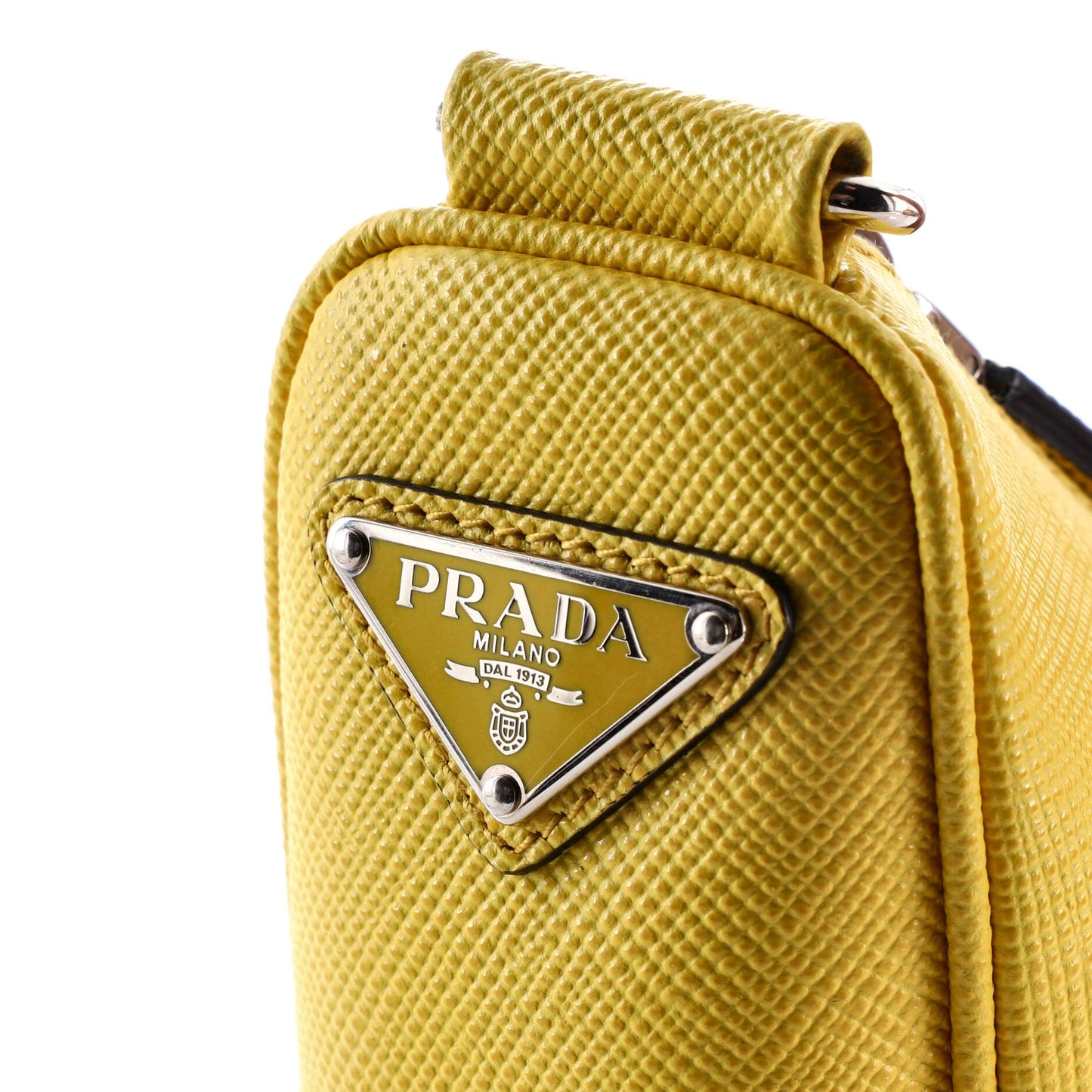 Prada Triangle Logo Zip Crossbody Bag Saffiano Leather Small