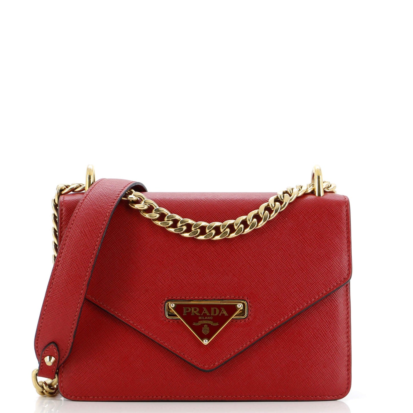 Prada Flip Lock Chain Shoulder Bag Saffiano Leather Small