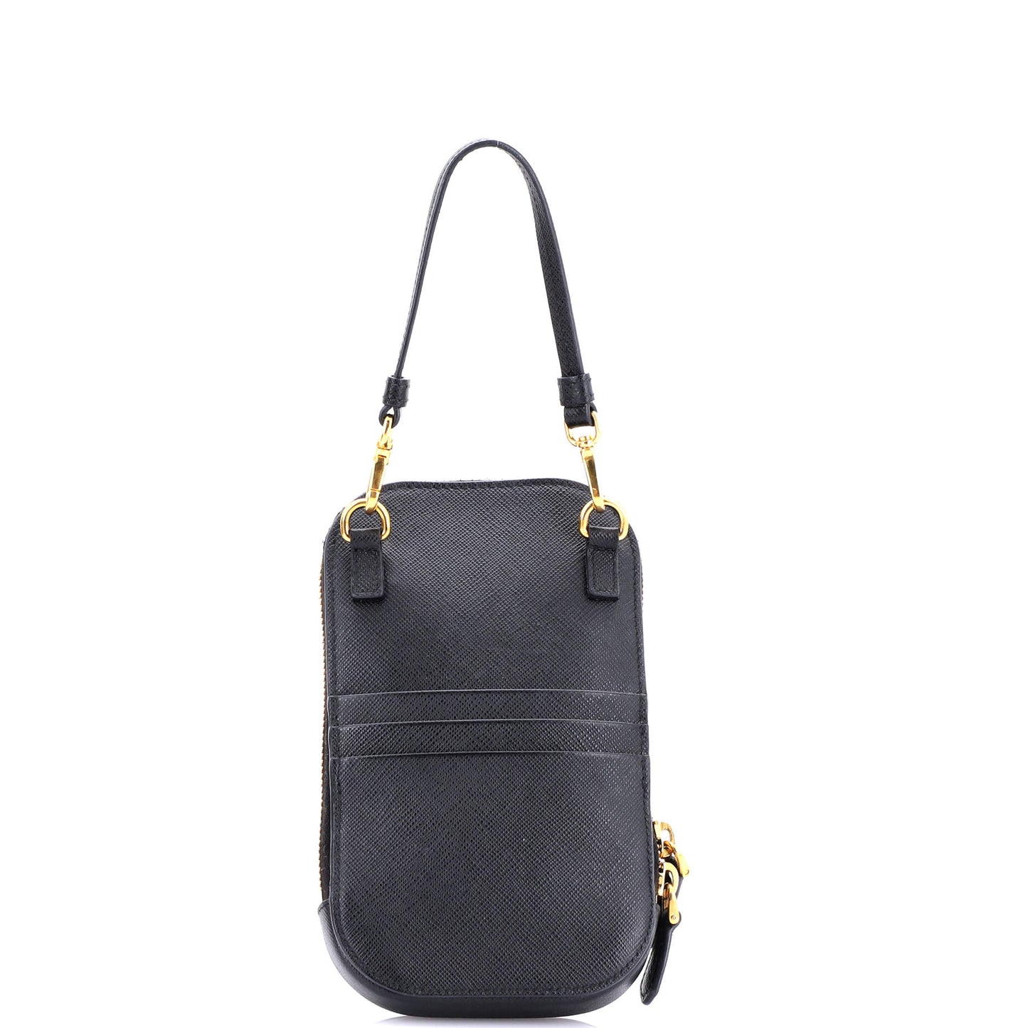 Prada Zip Phone Holder Crossbody Bag Saffiano Leather