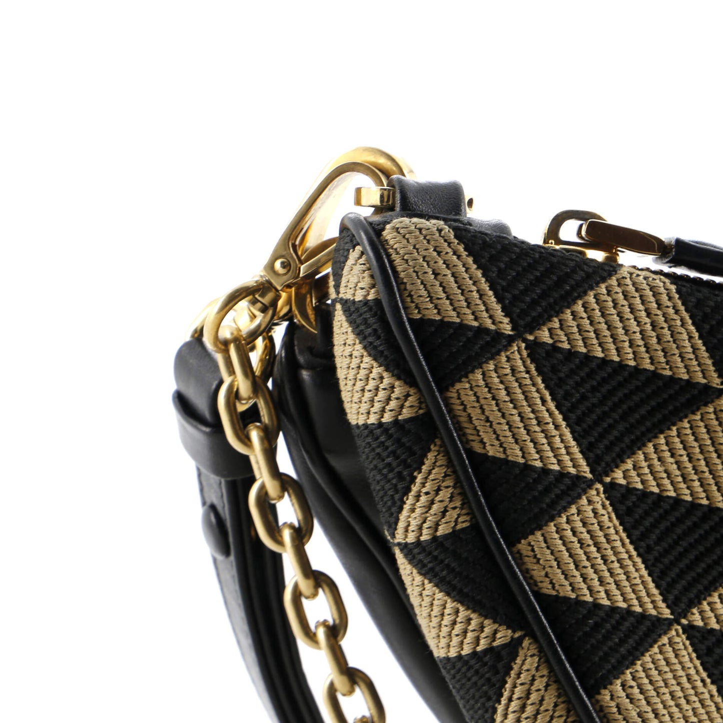 Prada Double Symbole Triangle Bag Leather and Jacquard Mini