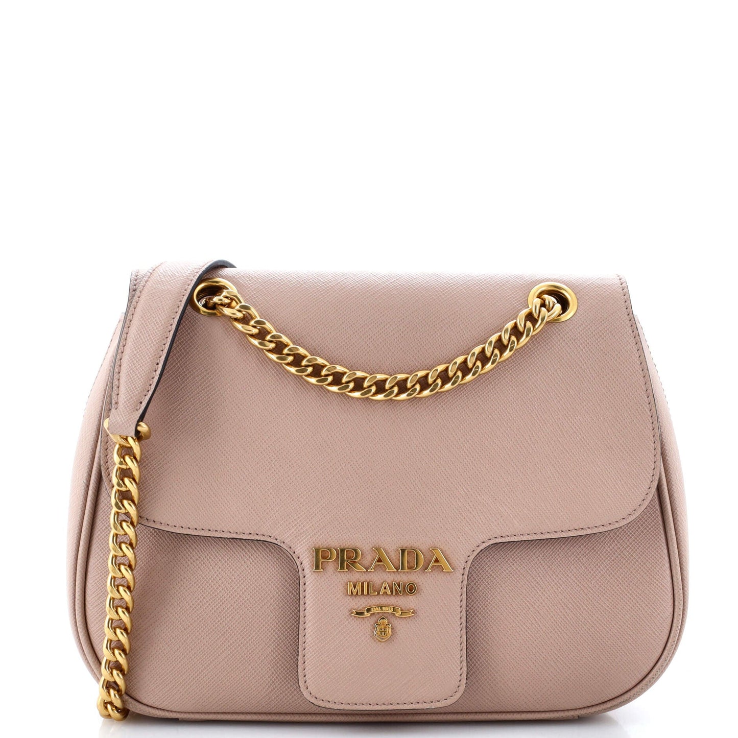 Prada Pattina Flap Shoulder Bag Saffiano Leather Small