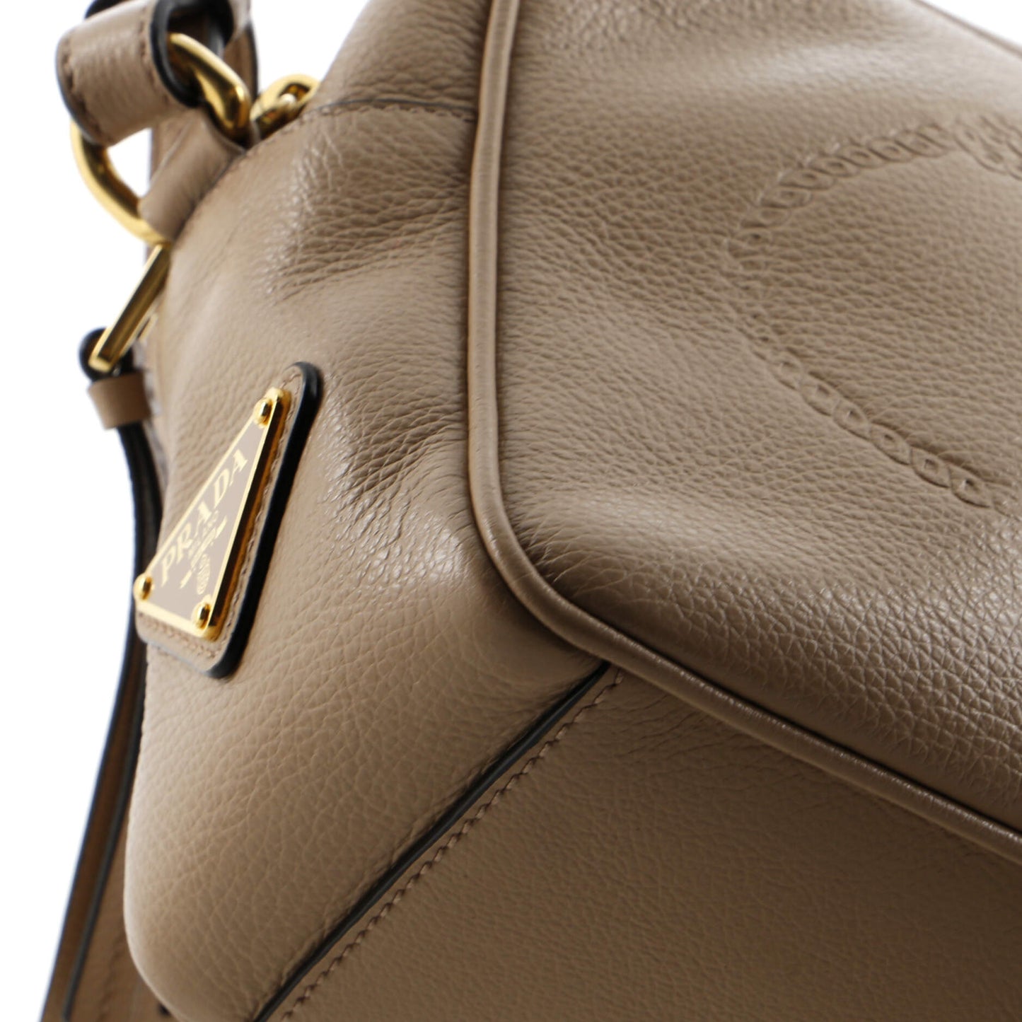 Prada Logo Camera Bag Embossed Leather Small