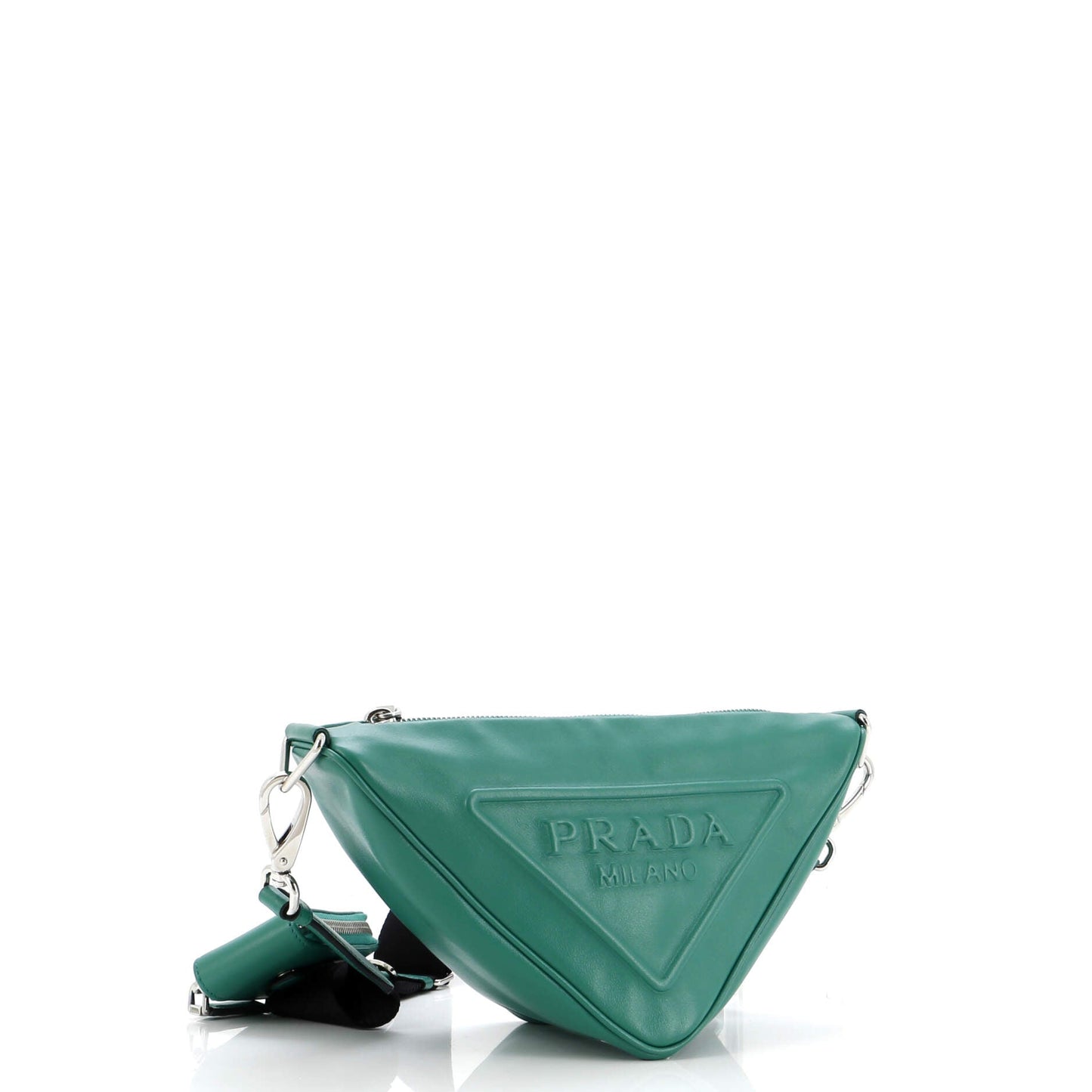 Prada Triangle Logo Zip Crossbody Bag Leather Small