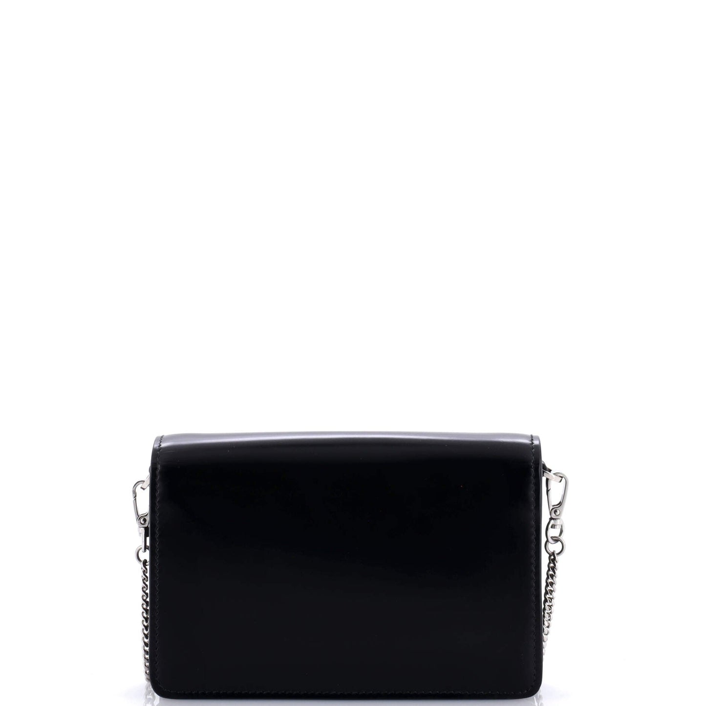 Prada Maxi Triangle Logo Chain Flap Bag Brushed Leather Small