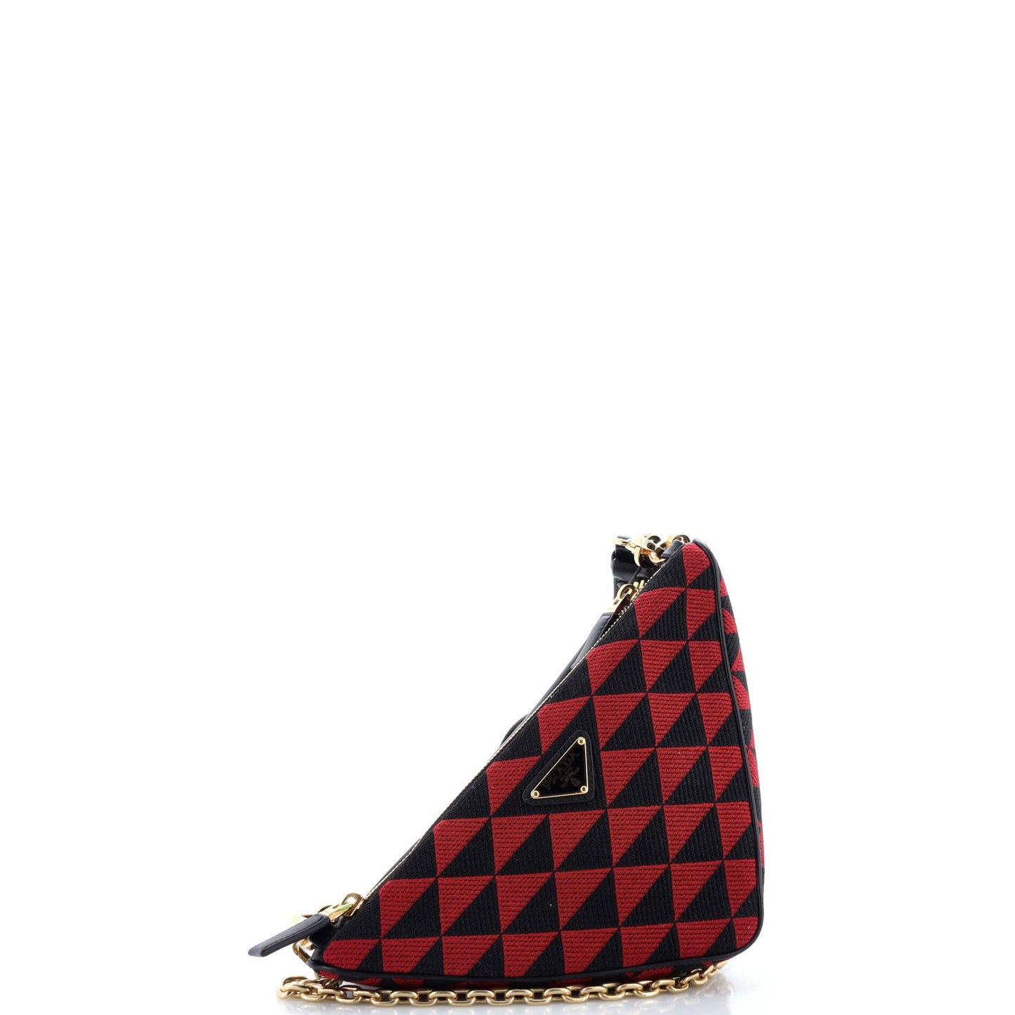 Prada Double Symbole Triangle Bag Leather and Jacquard Mini