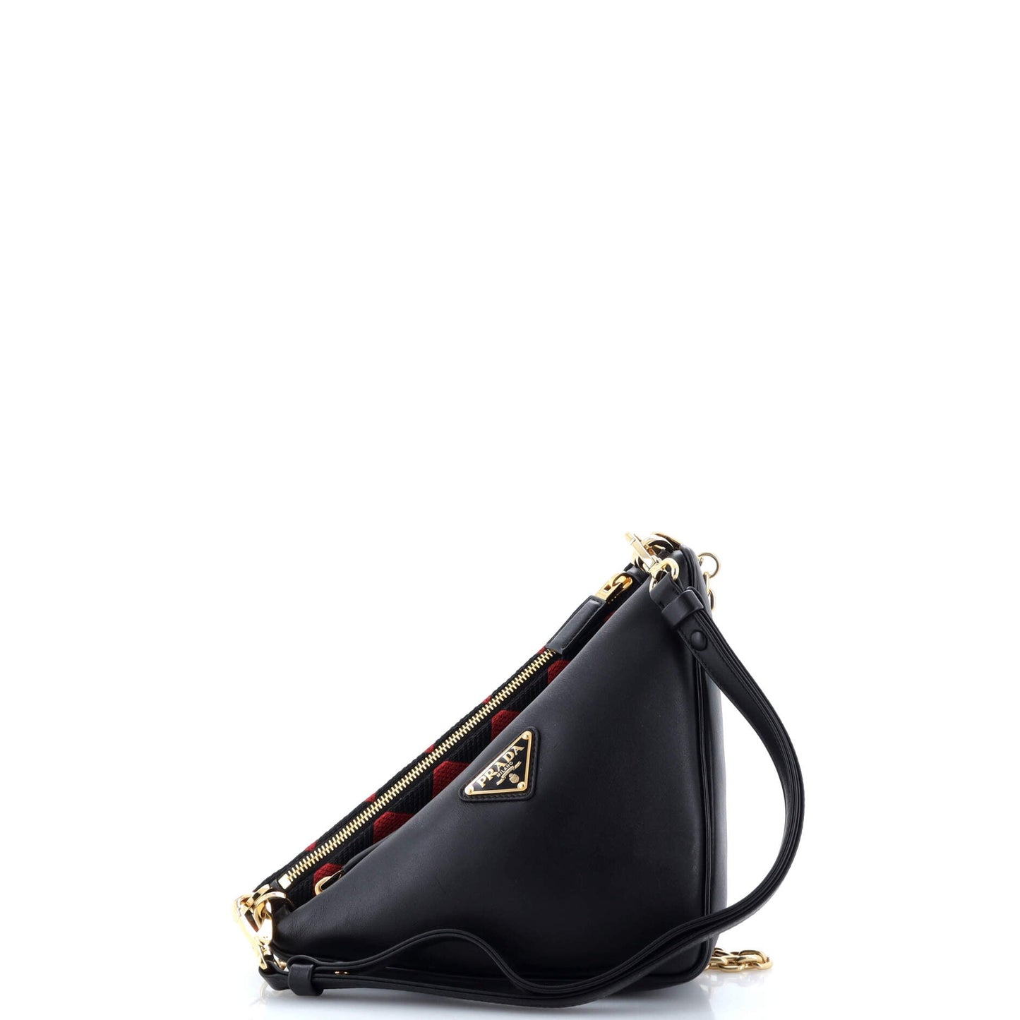 Prada Double Symbole Triangle Bag Leather and Jacquard Mini