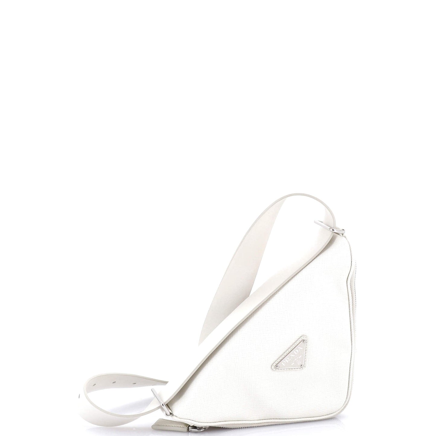 Prada Triangle Logo Zip Around Shoulder Bag Saffiano Leather