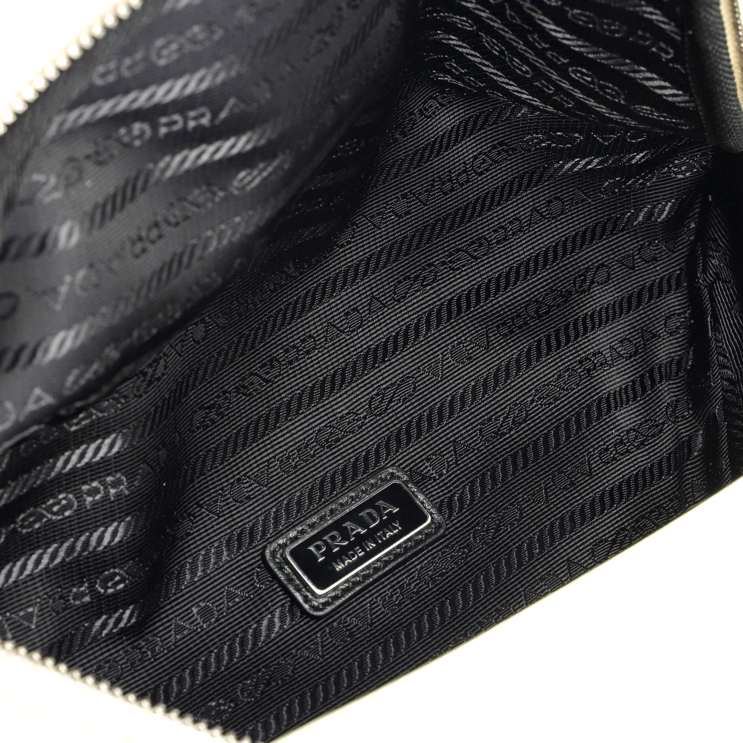 Prada Triangle Logo Zip Around Shoulder Bag Saffiano Leather