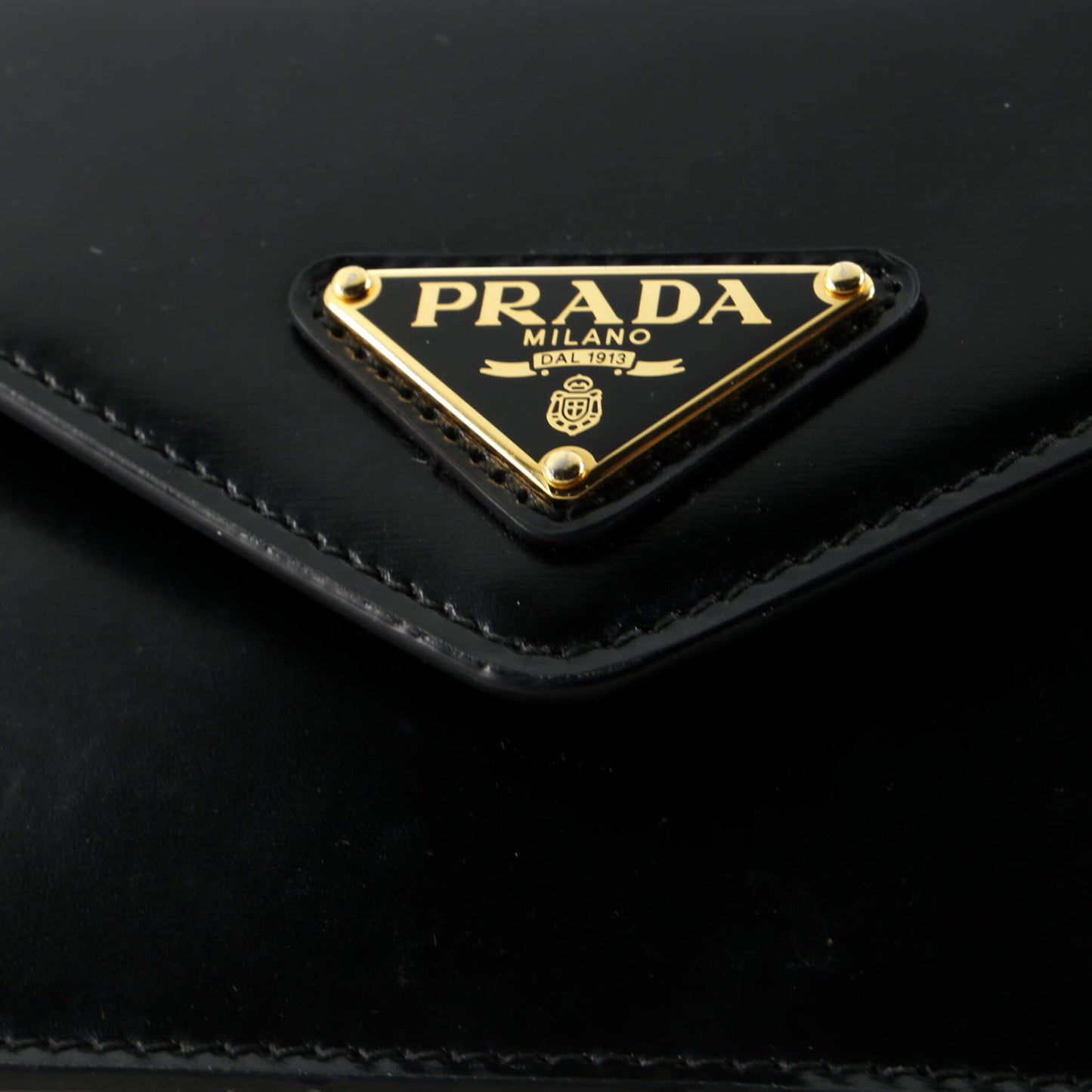Prada Triangle Logo Plaque Envelope Chain Shoulder Bag Saffiano Leather