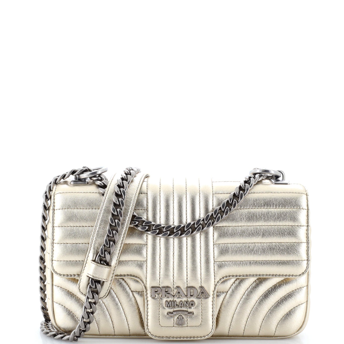 Prada Chain Flap Shoulder Bag Diagramme Quilted Leather Medium