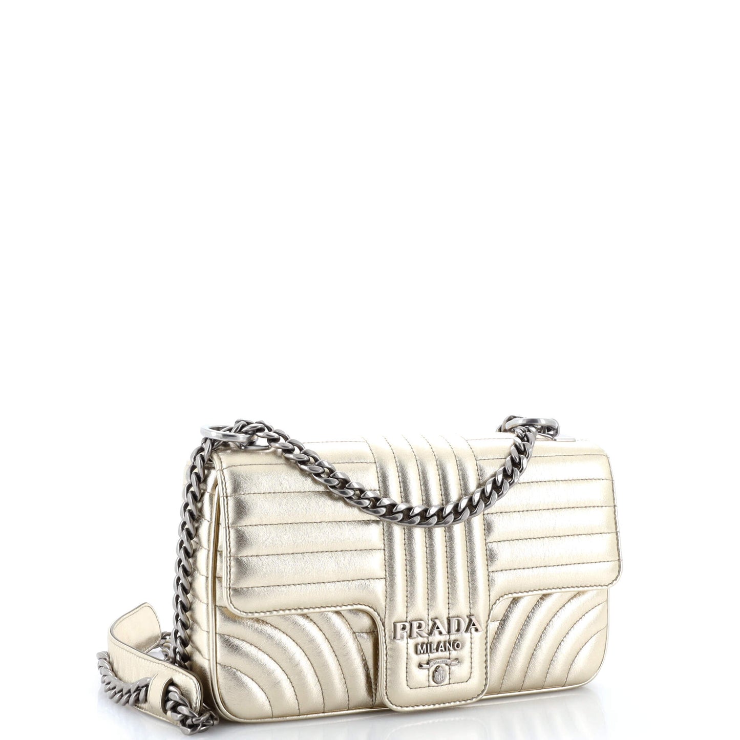 Prada Chain Flap Shoulder Bag Diagramme Quilted Leather Medium