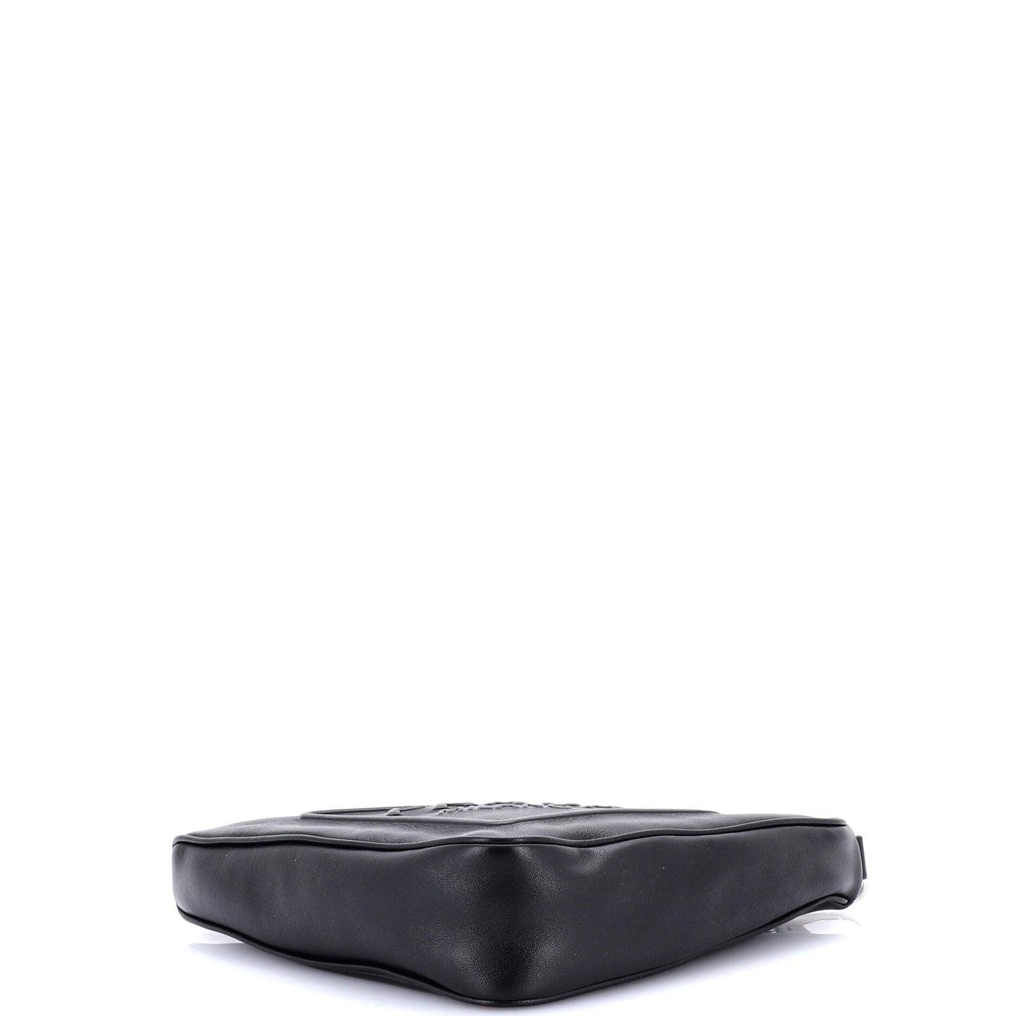 Prada Triangle Logo Wristlet Pouch Embossed Leather