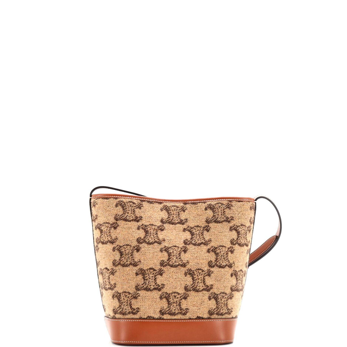 Celine Cuir Triomphe Bucket Bag Triomphe Wool Small