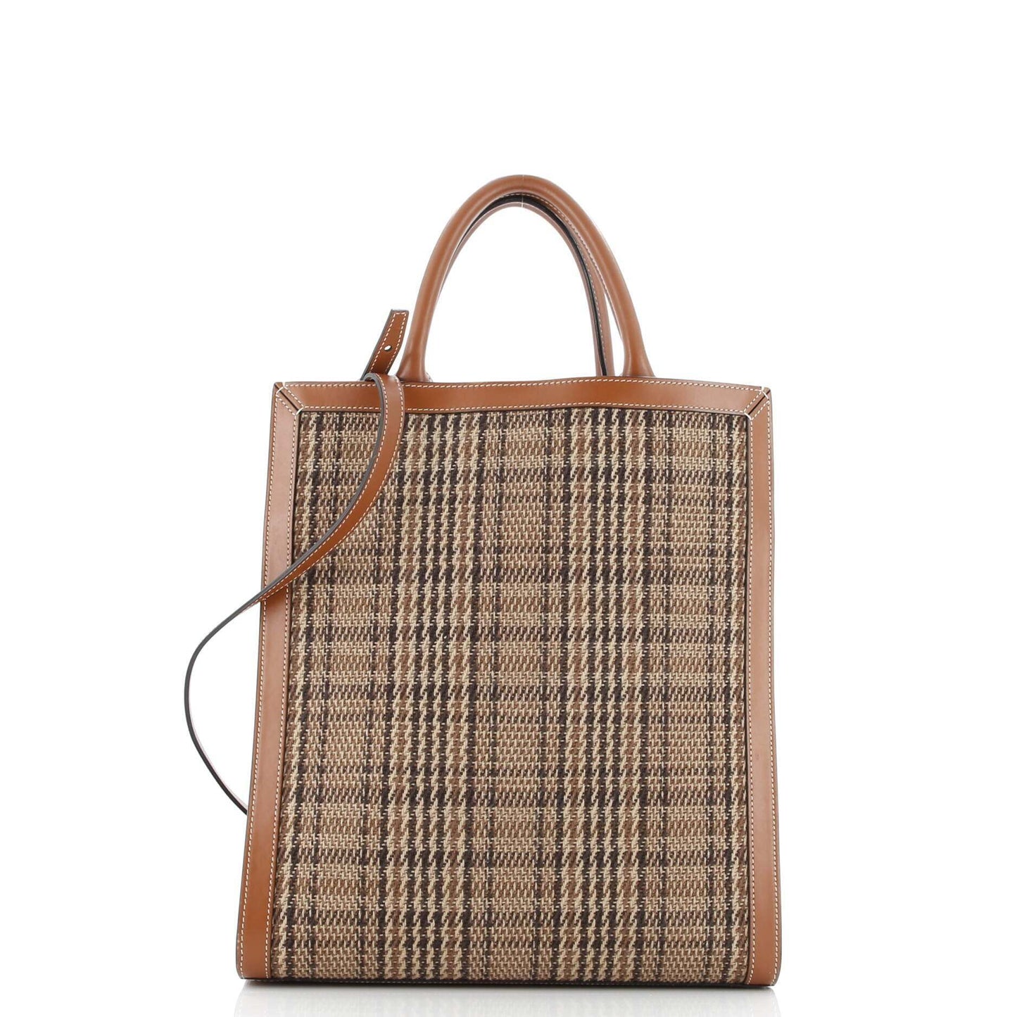 Celine Vertical Cabas Tote Check Canvas and Leather Small