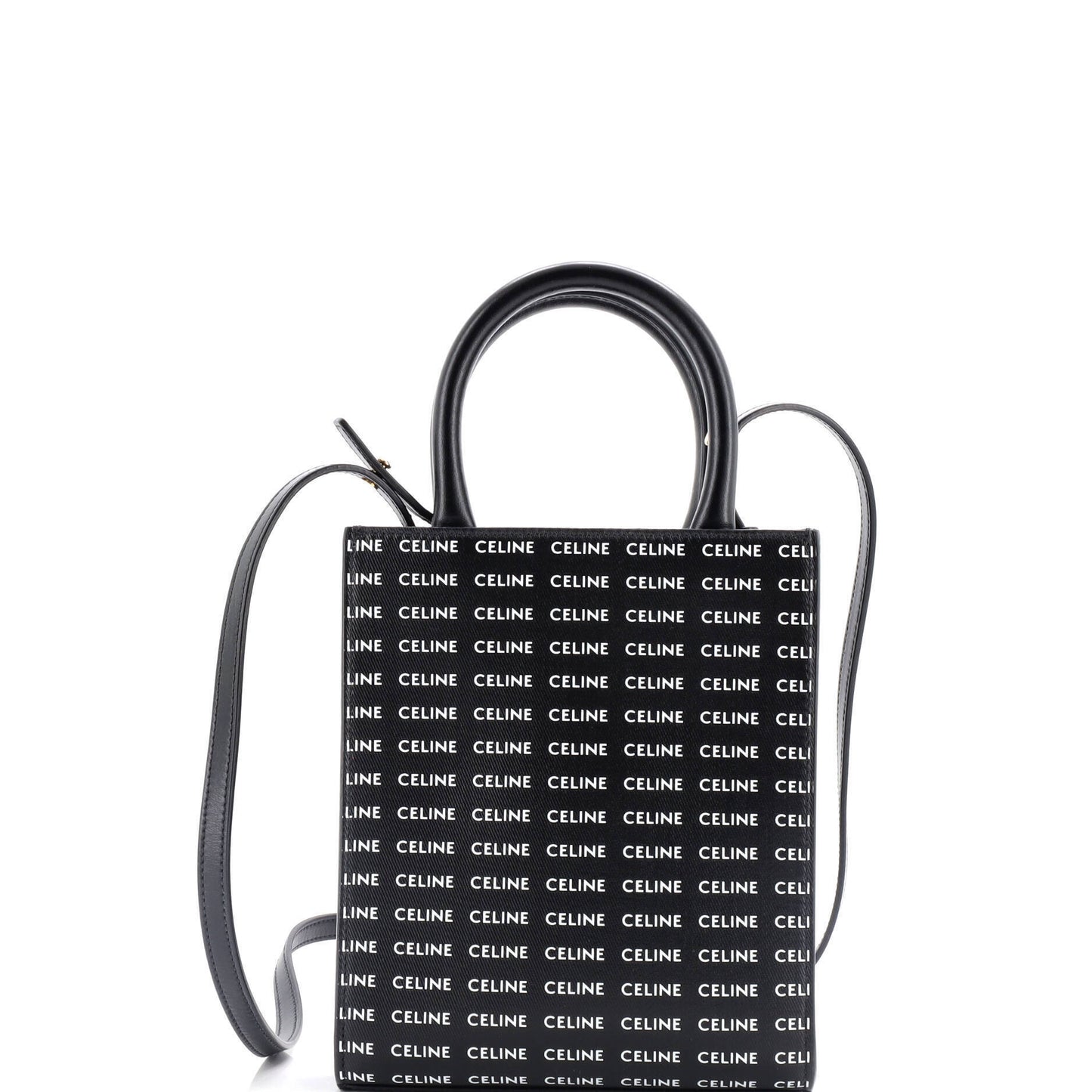 Celine Vertical Cabas Tote All Over Logo Print Leather Mini