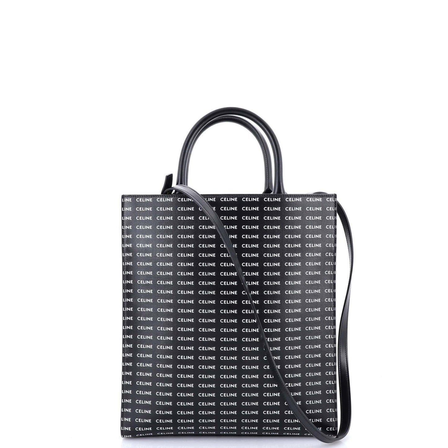 Celine Vertical Cabas Tote All Over Logo Print Leather Small