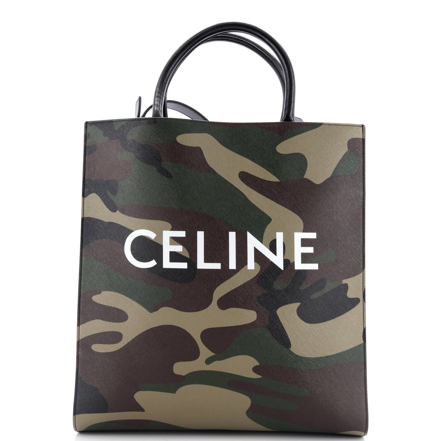 Celine Vertical Cabas Tote Camouflage Coated Canvas Medium