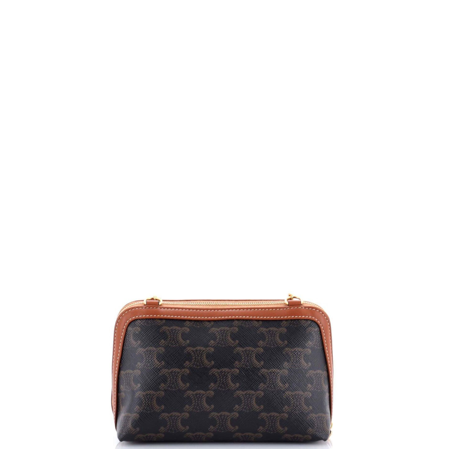 Celine Zip Around Chain Clutch Triomphe Coated Canvas None