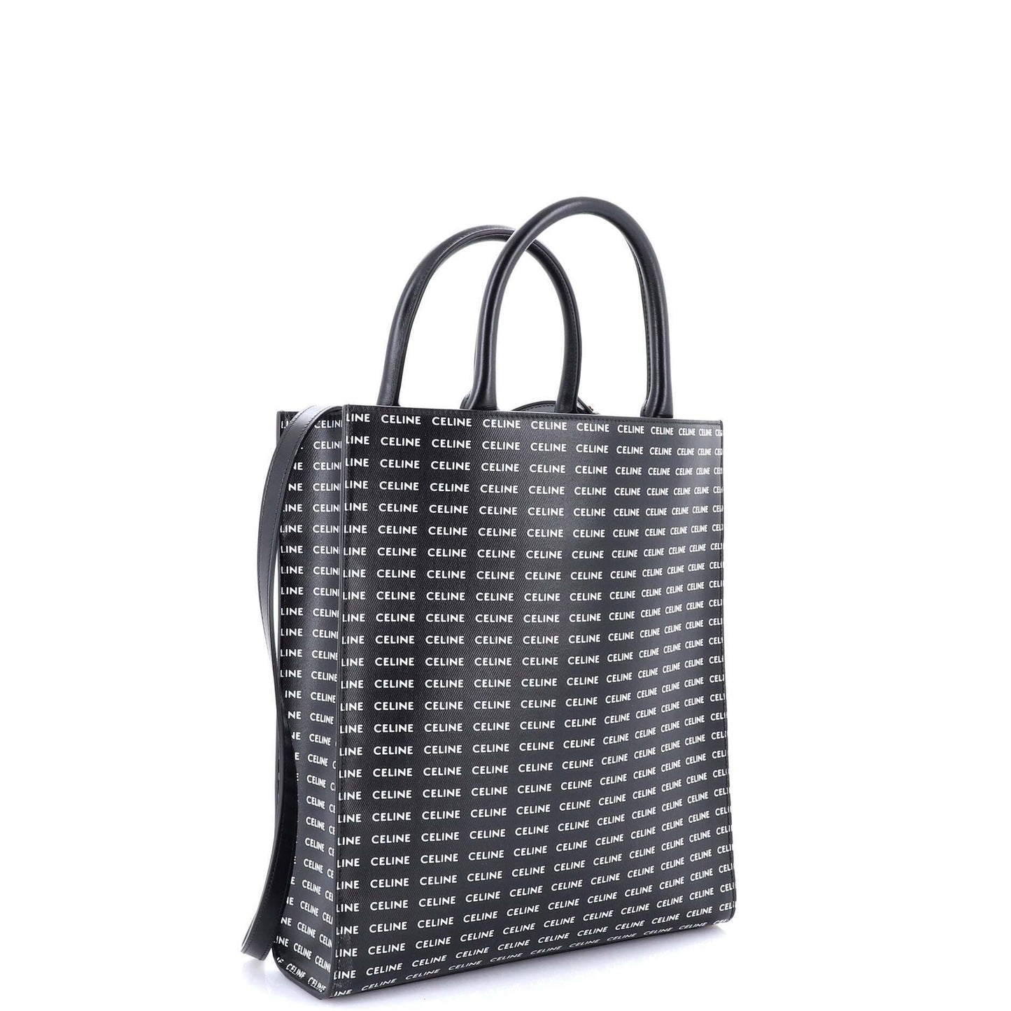 Celine Vertical Cabas Tote All Over Logo Print Leather Small