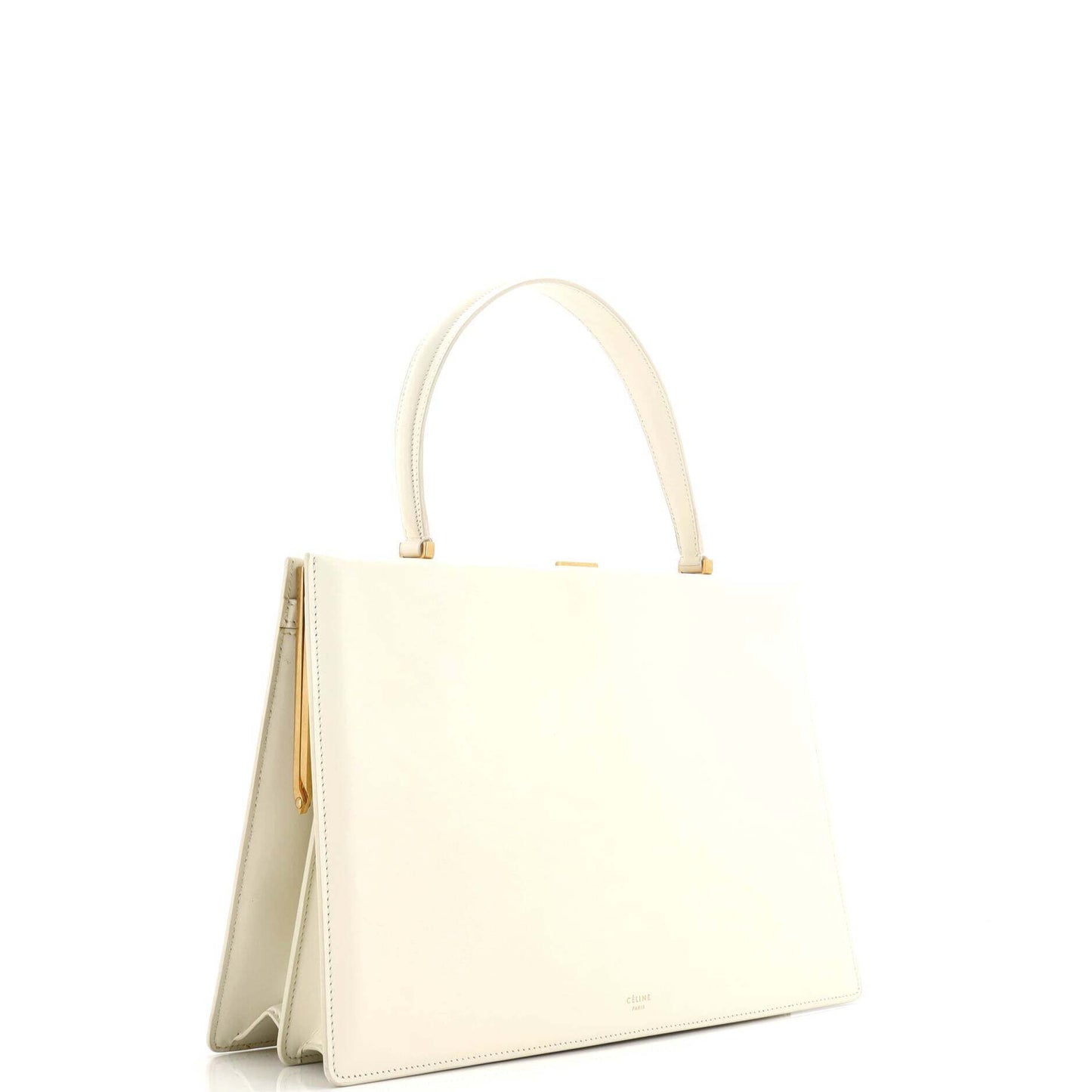 Celine Clasp Top Handle Bag Leather Medium