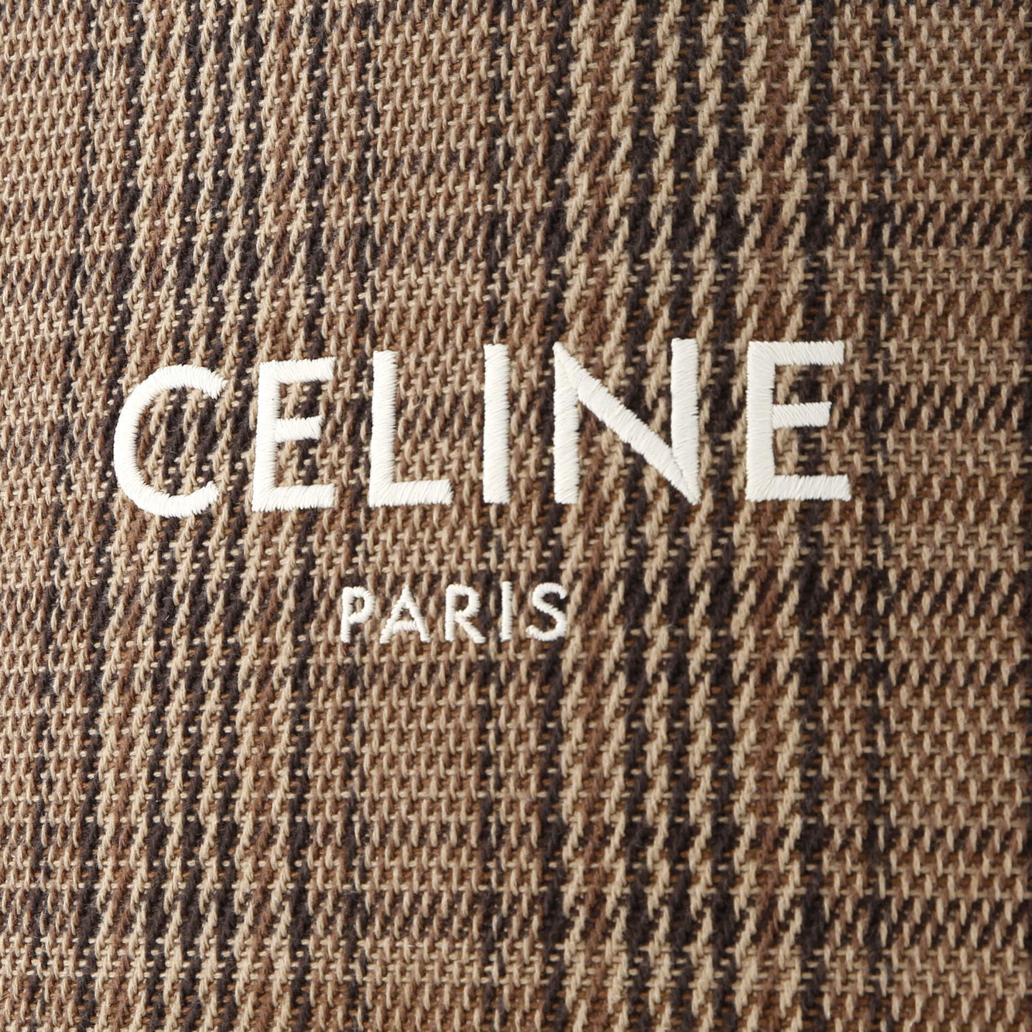 Celine Vertical Cabas Tote Check Canvas and Leather Small