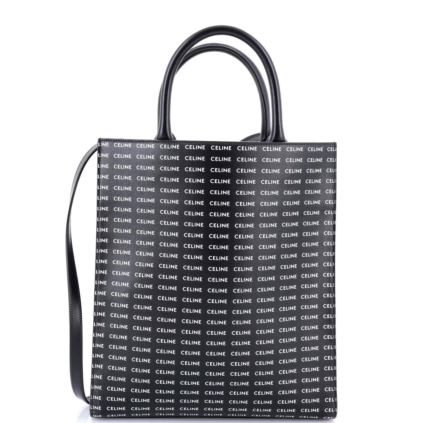 Celine Vertical Cabas Tote All Over Logo Print Leather Small