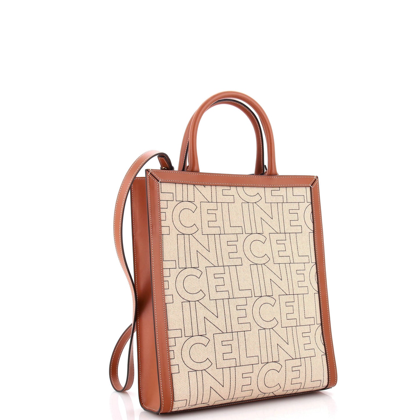 Celine Vertical Cabas Tote Printed Canvas and Leather Small