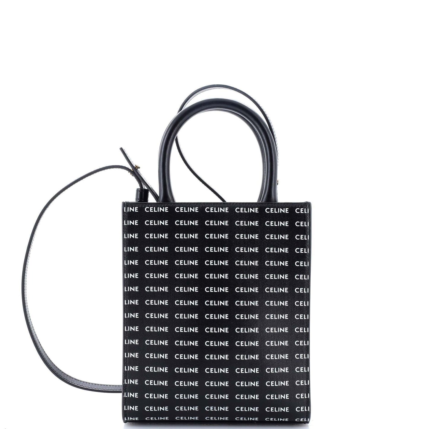 Celine Vertical Cabas Tote All Over Logo Print Leather Mini