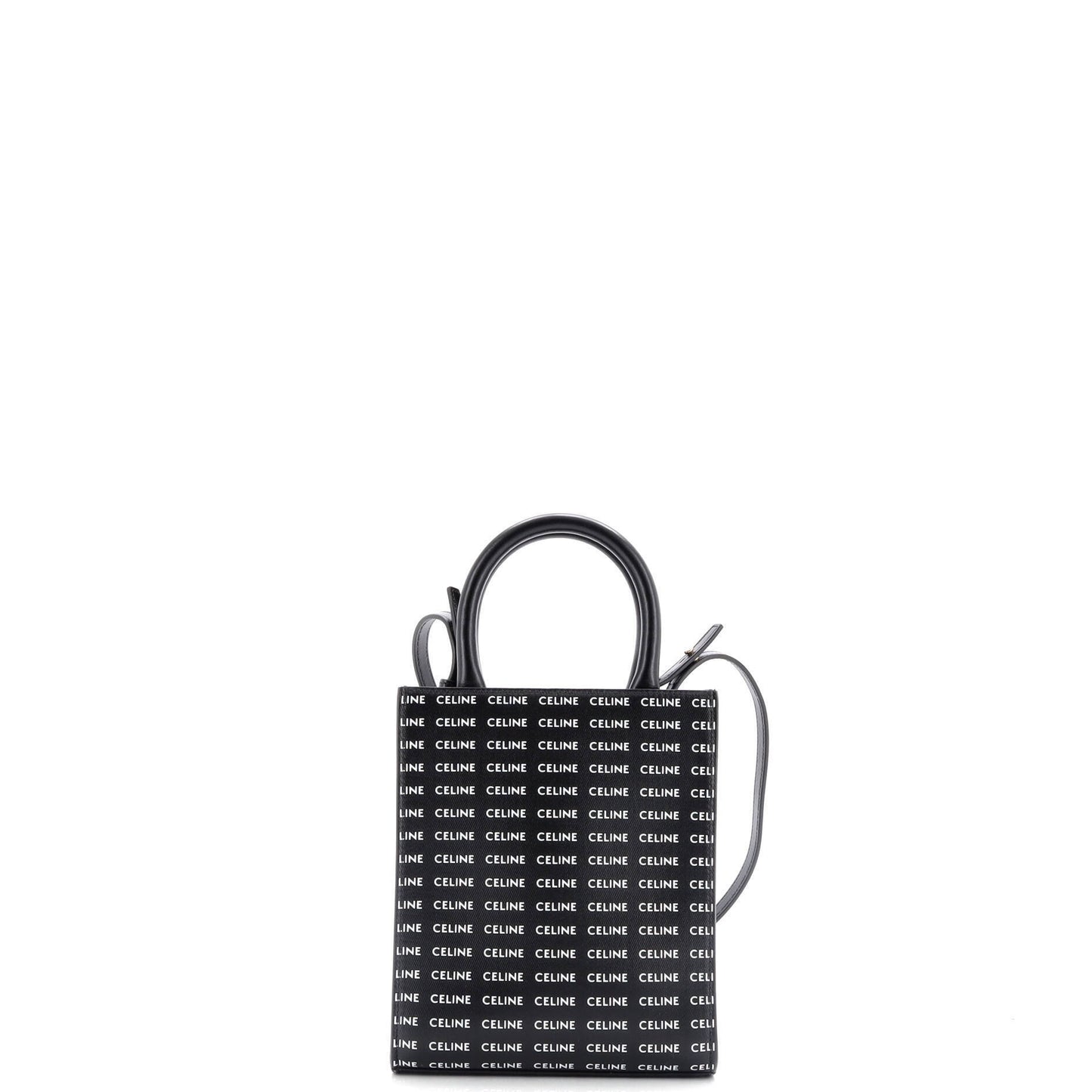 Celine Vertical Cabas Tote All Over Logo Print Leather Mini