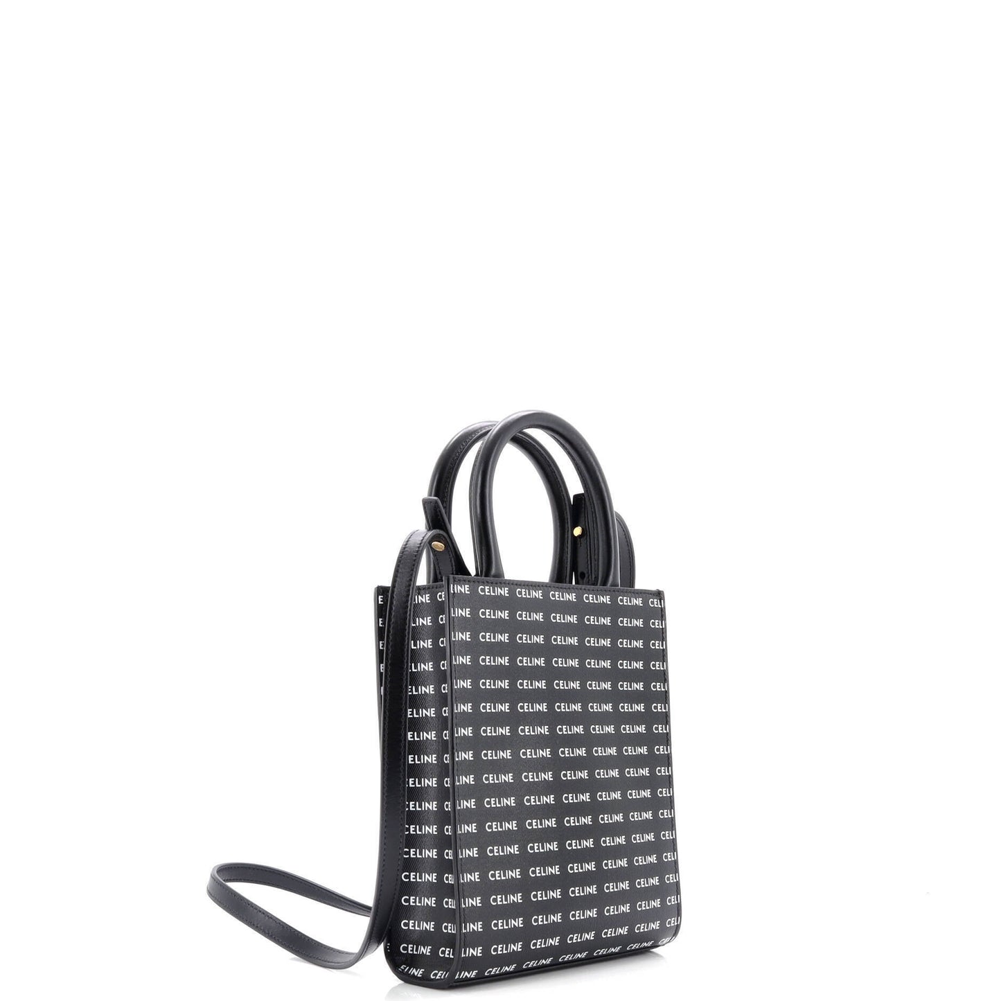 Celine Vertical Cabas Tote All Over Logo Print Leather Mini