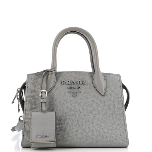 Prada Monochrome Tote Saffiano with City Calf Small