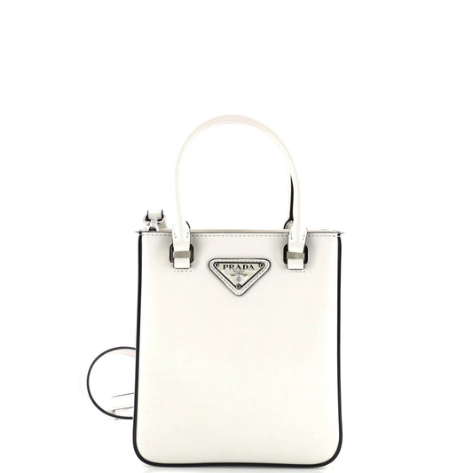 Prada Convertible Open Tote Brushed Leather Mini
