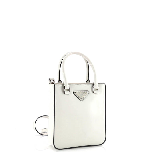 Prada Convertible Open Tote Brushed Leather Mini
