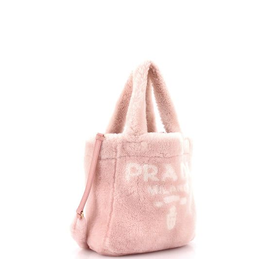 Prada Logo Tote Shearling Small