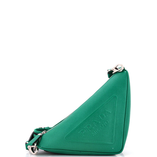 Prada Triangle Logo Zip Crossbody Bag Saffiano Leather Small